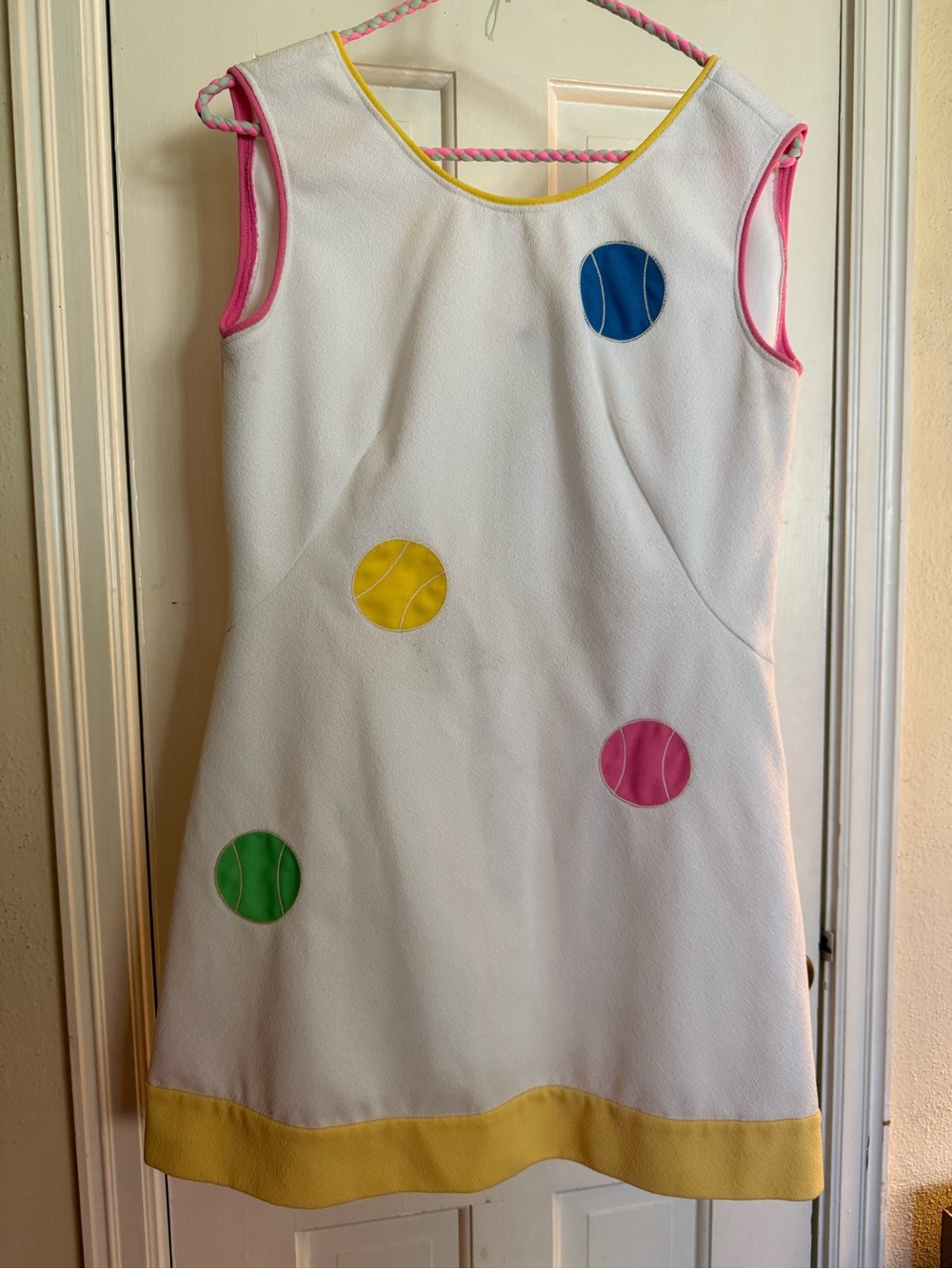 Women’s Vintage Tennis Ball Applique Mini Dress
